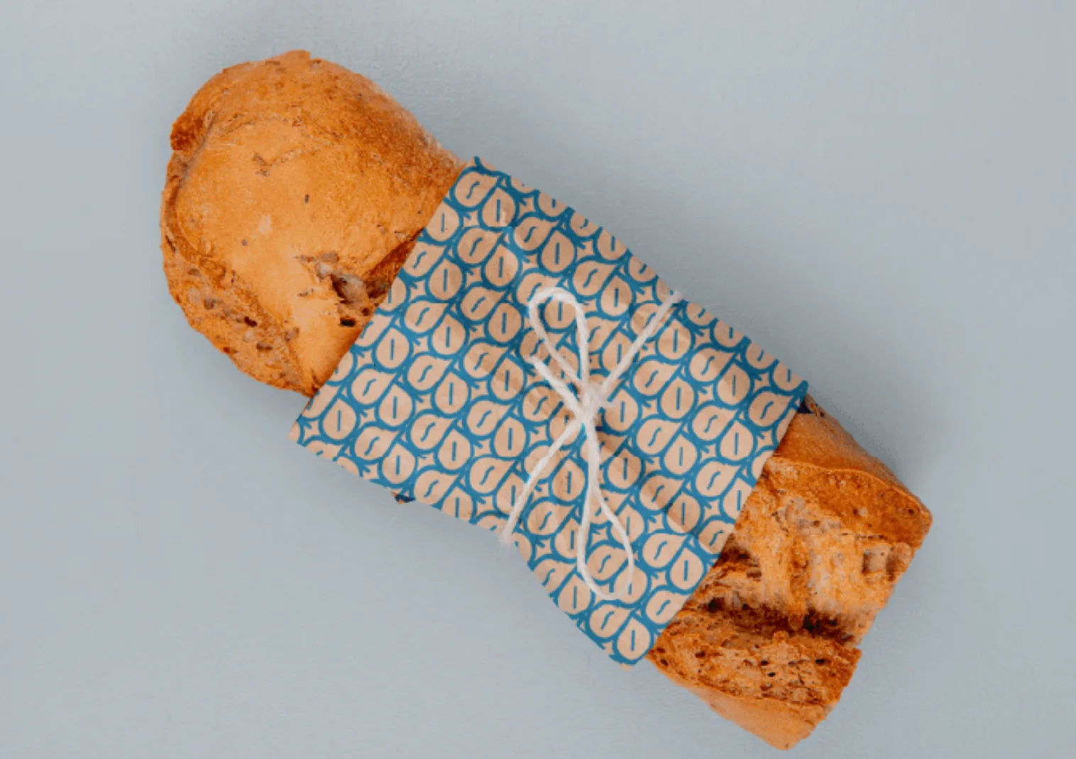 Biscotti wrapped in patterned paper and string