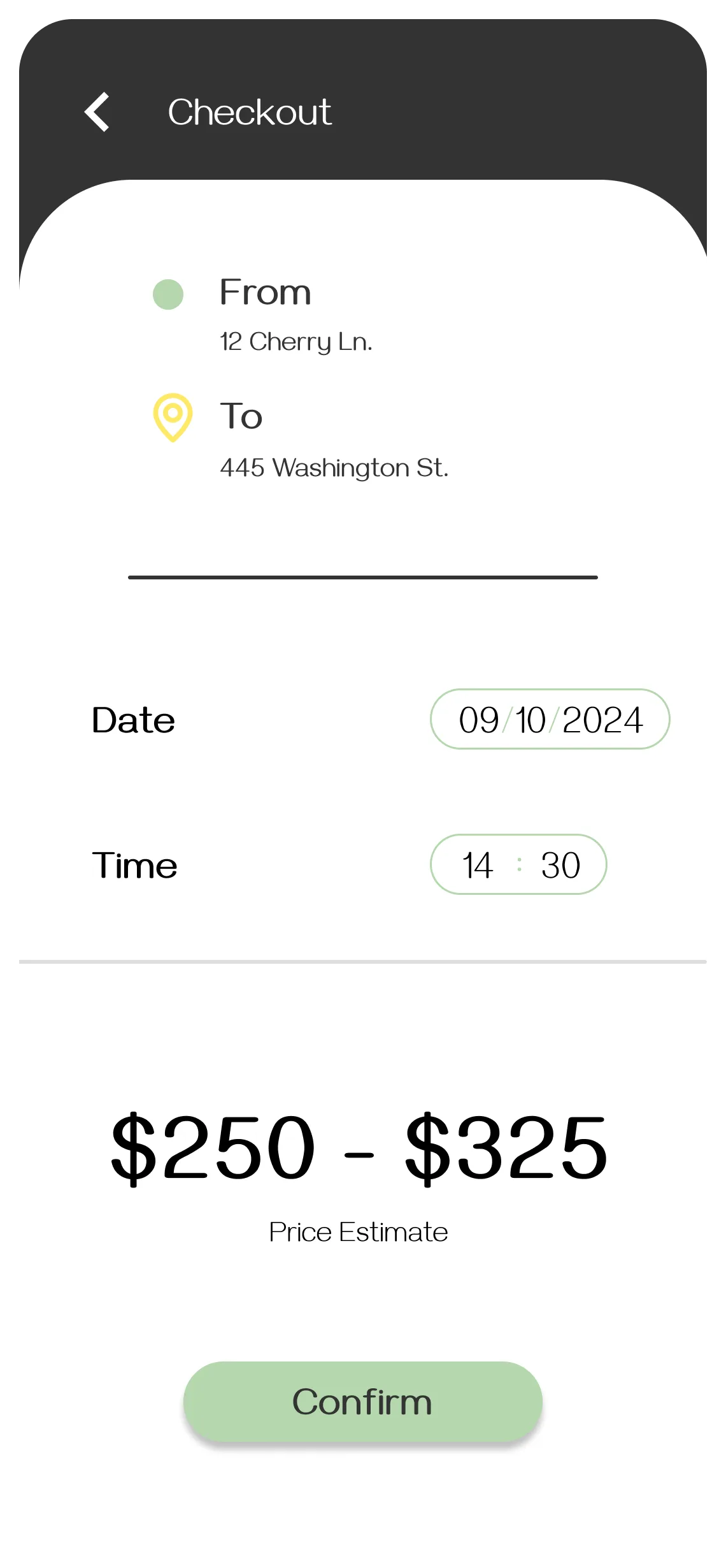 MOVR Checkout screen