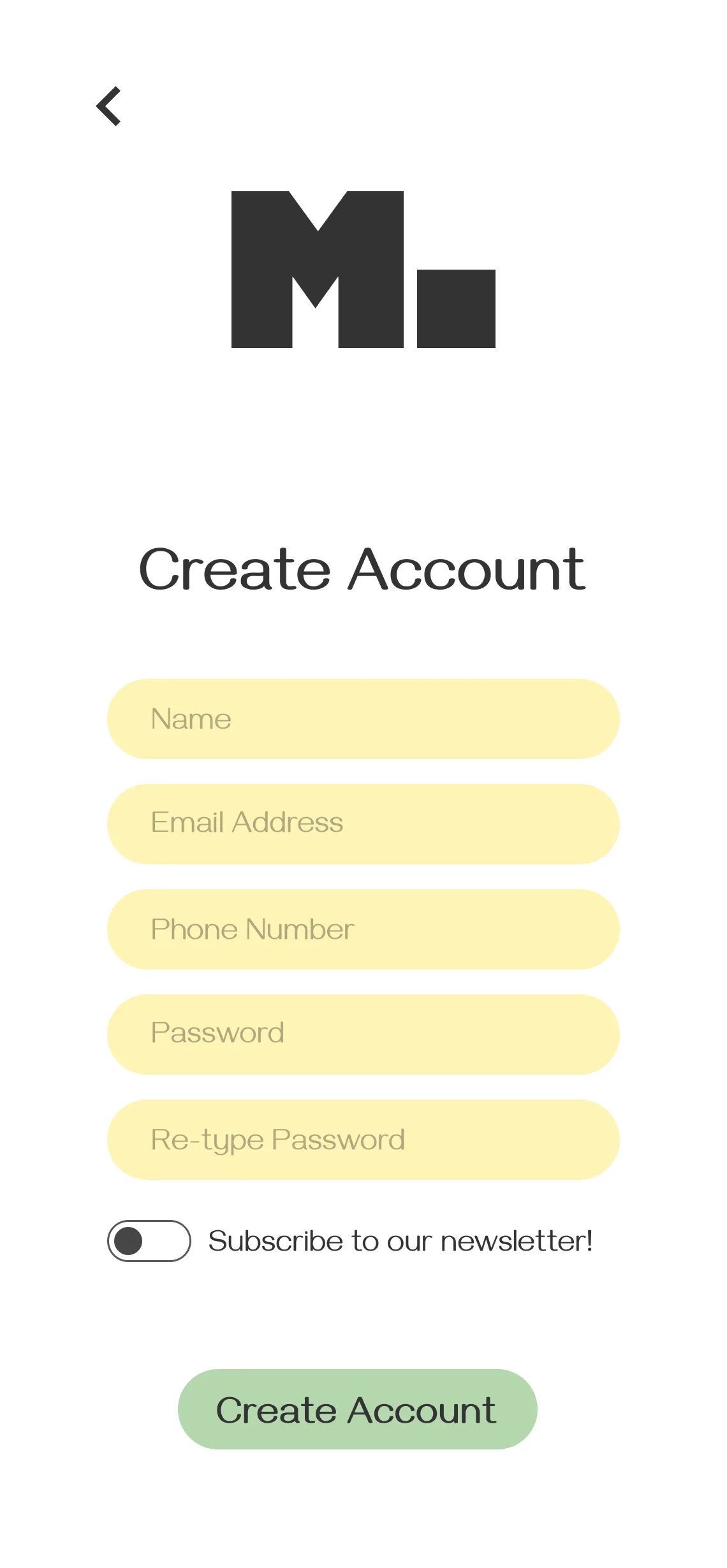 MOVR Create account screen